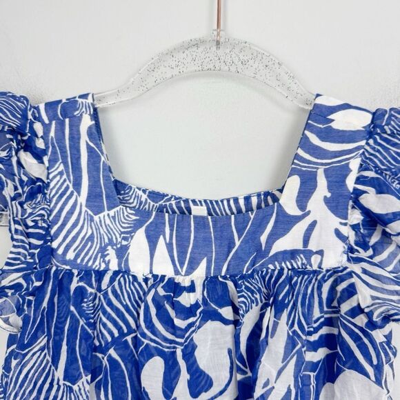 MILLY MINIS | Blue & White Animal Zebra Print Tunic Top Youth Girl’s Size 6/7 - Picture 3 of 8